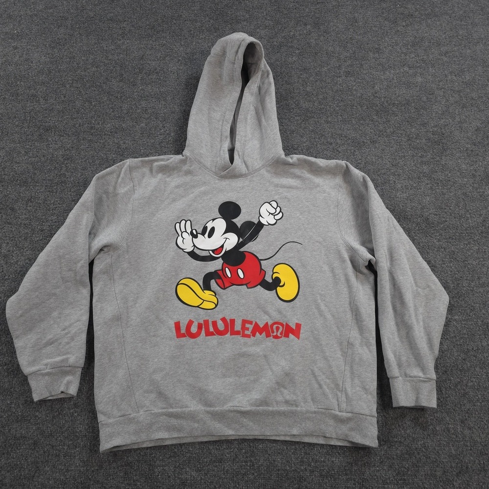 Lululemon x Disney Hoodie Mens XL Gray Mickey Mouse Graphic Fleece Sweatshirt